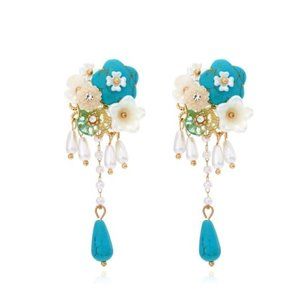 Raffia Flower Drop Earrings